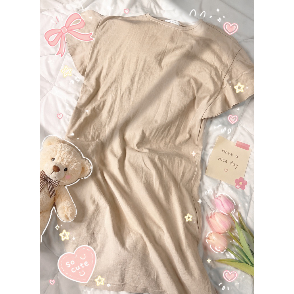 cecil mcbee เดรสยาวสีเบจ