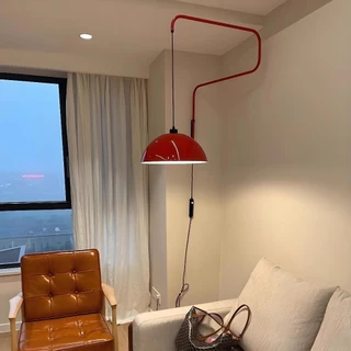 โคมไฟติดผนังแขนสวิงสีแดง โคมไฟแขวนสมัยใหม่สำหรับห้องรับประทานอาหาร สไตล์นอร์ดิกเรียบง่าย สำหรับบาร์ ร้านอาหาร ห้องนอน โต
