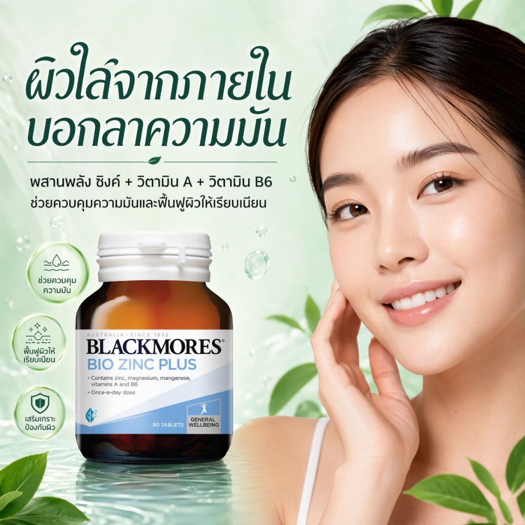 วิตามินซิงค์ Blackmores Bio Zinc Plus 90 Tablet สังกะสีบำรุงผิว เสริมภูมิคุ้มกัน ออสเตรเลียแท้ [Exp.2028]
