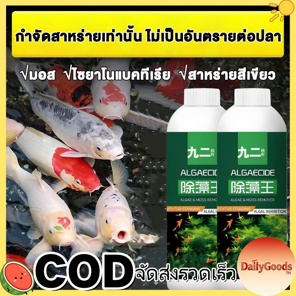 กำจัดสาหร่าย น้ำยากำจัดตะไคร่ตู้ปลาและบ่อปลา แก้ปัญหาน้ำเขียว น้ำยากำจัดตะไคร่บ่อปลา ปลา การดูแล การฟอกน้ำ