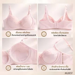 Jintana เสื้อชั้นใน จินตนา รุ่น Basic รหัส JB2837 (มีโครง) เสื้อในเก็บกระชับ ใส่สบาย เสื้อในลายลูกไม้ ฟองน้ำบาง