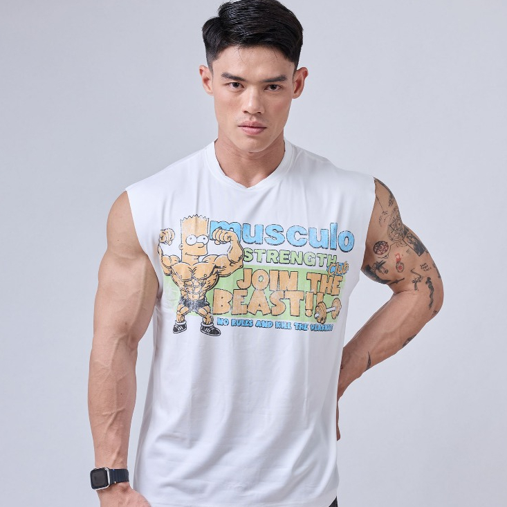 Musculo เสื้อกล้ามโอเวอร์ไซส์พิมพ์ลายการ์ตูน