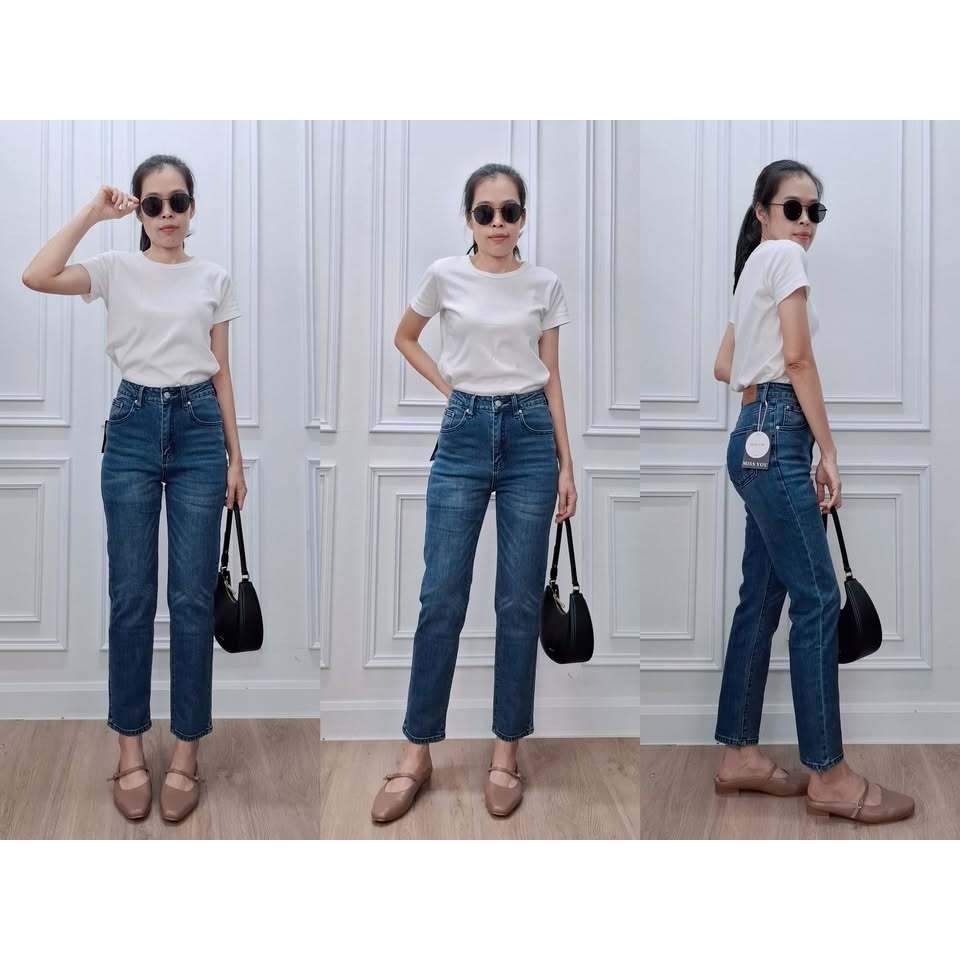 MU2029 บอยสลิมสียีนส์เข้ม ผ้ายืดน้อย ป้ายMISS YOU STUDIO