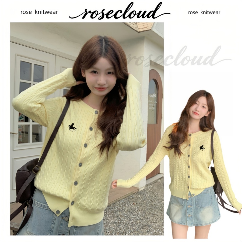 🌟rosecloud🌟เสื้อคลุมถักผ้าบางปักลาย มี 12 สี สไตล์เกาหลีจับคู่ได้ทุกลุค ป้องกันแดด ระบายอากาศดี เสื้อคลุมสไตล์มหาวิทยาลั