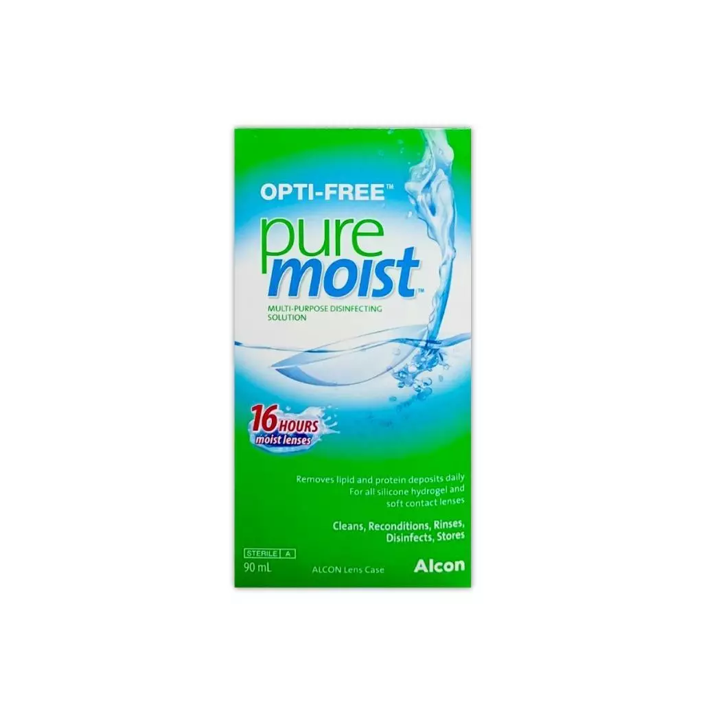 Exp 10/26 Opti-Free Pure Moist 90ml. น้ำยาล้างคอนแทคเลนส์ สูตรลดอาการตาแห้ง
