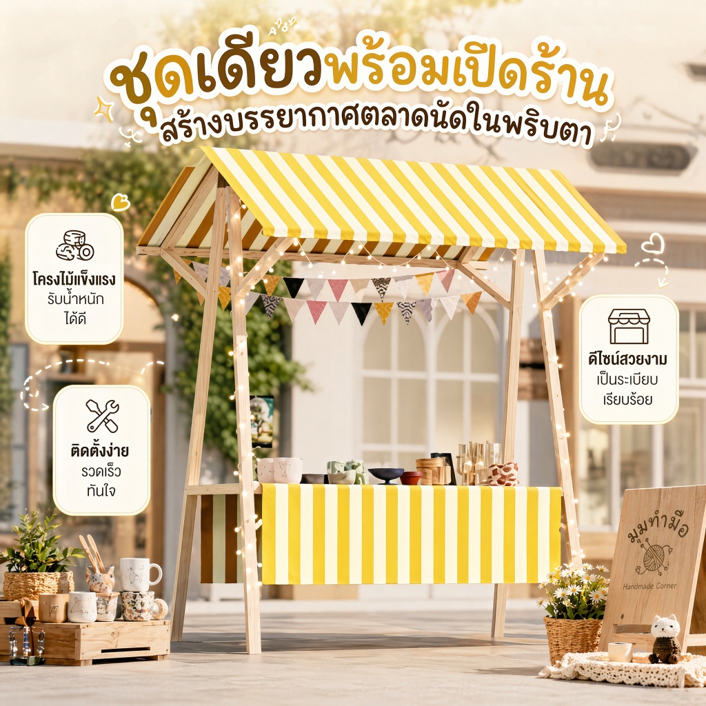 ชั้นวางของ ขายของ ไม้แท้ โต๊ะพับ ขายของตลาดนัด 120/150cm จัดแสดงสินค้าหลากหลาย พับเก็บง่าย พกพาสะดวก