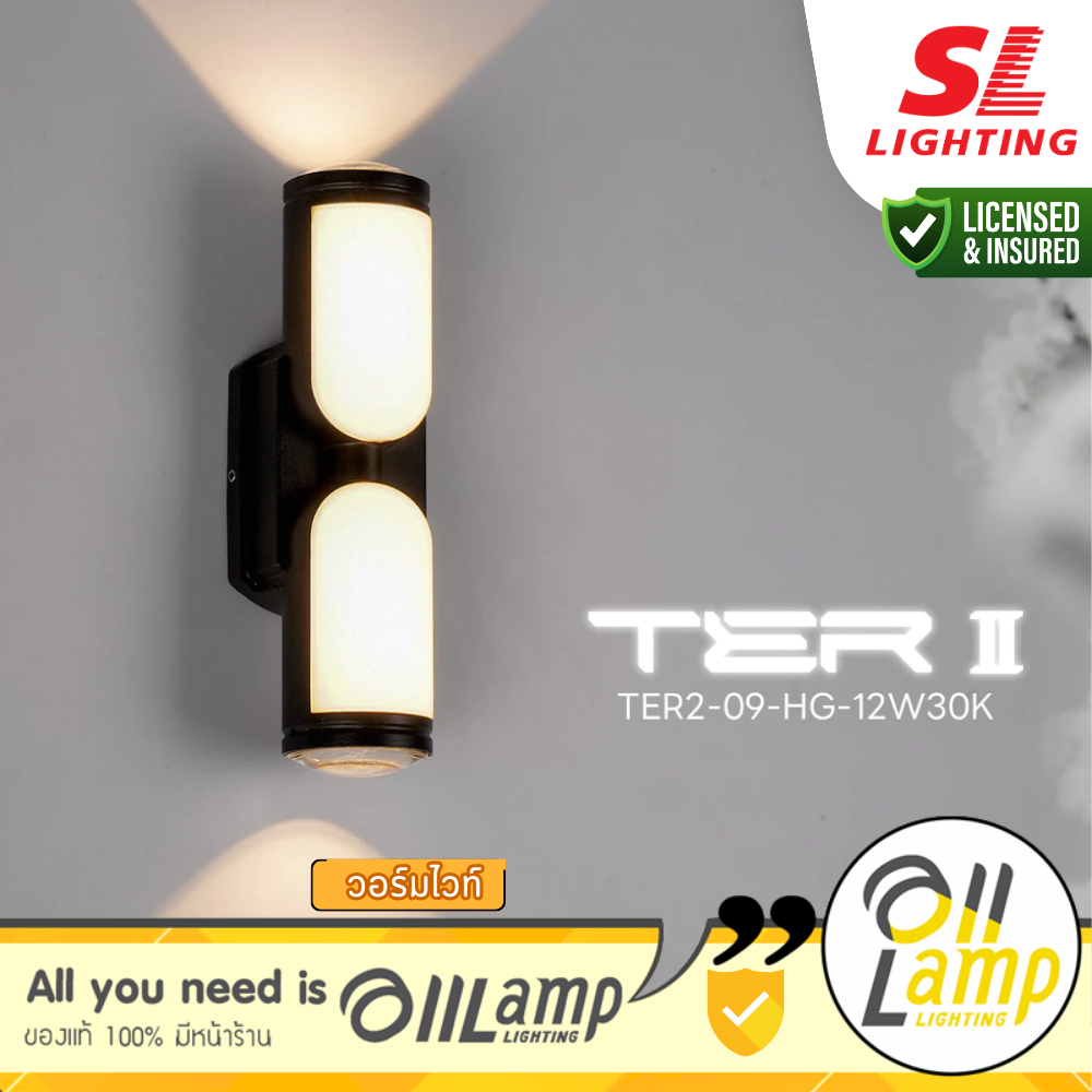 SL Lighting | TER2-09-HG โคมไฟติดผนังภายนอก Outer Space 12W 3000K ทรงกระบอก 2WAYS Aluminium รวมแวท