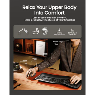ProtoArc EM11 NL เมาส์แนวตั้ง Ergonomic ไร้สาย Bluetooth 2 ช่อง + 2.4G DPI 8000 ชาร์จได้ สีดำ-ทอง รับประกัน 2 ปี