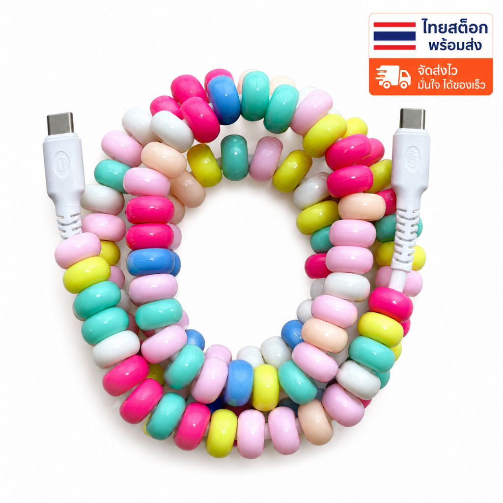 ส่งจากไทย สายชาร์จ Type-C to Type-C 60W ลายเบบี้ป๊อป หลายแบบให้เลือก สีพาสเทล ใช้กับมือถือแท็บแลตพาวเวอร์แบงค์