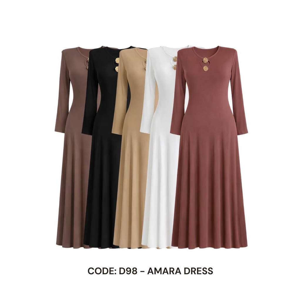 D98 แม็กซี่เดรสแขนยาว Amara Dress Muenfun