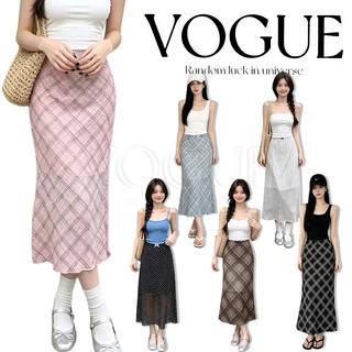 Vogue🌟พร้อมส่ง🌟 กระโปรงยาวหุ้มส้น ลายสก็อตเอวยางยืด เข้ารูปแมตได้ทุกลุค (FY5181)