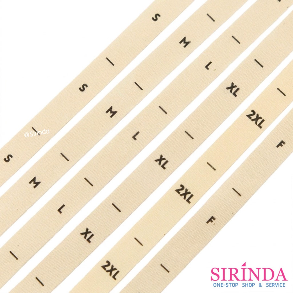 ป้ายไซส์พิมพ์อักษรคอตตอนสปัน ขนาด1cm พื้นสีผ้าดิบ อักษรสีดำ I Printed Size Label (00040008)(ห่อเล็ก)