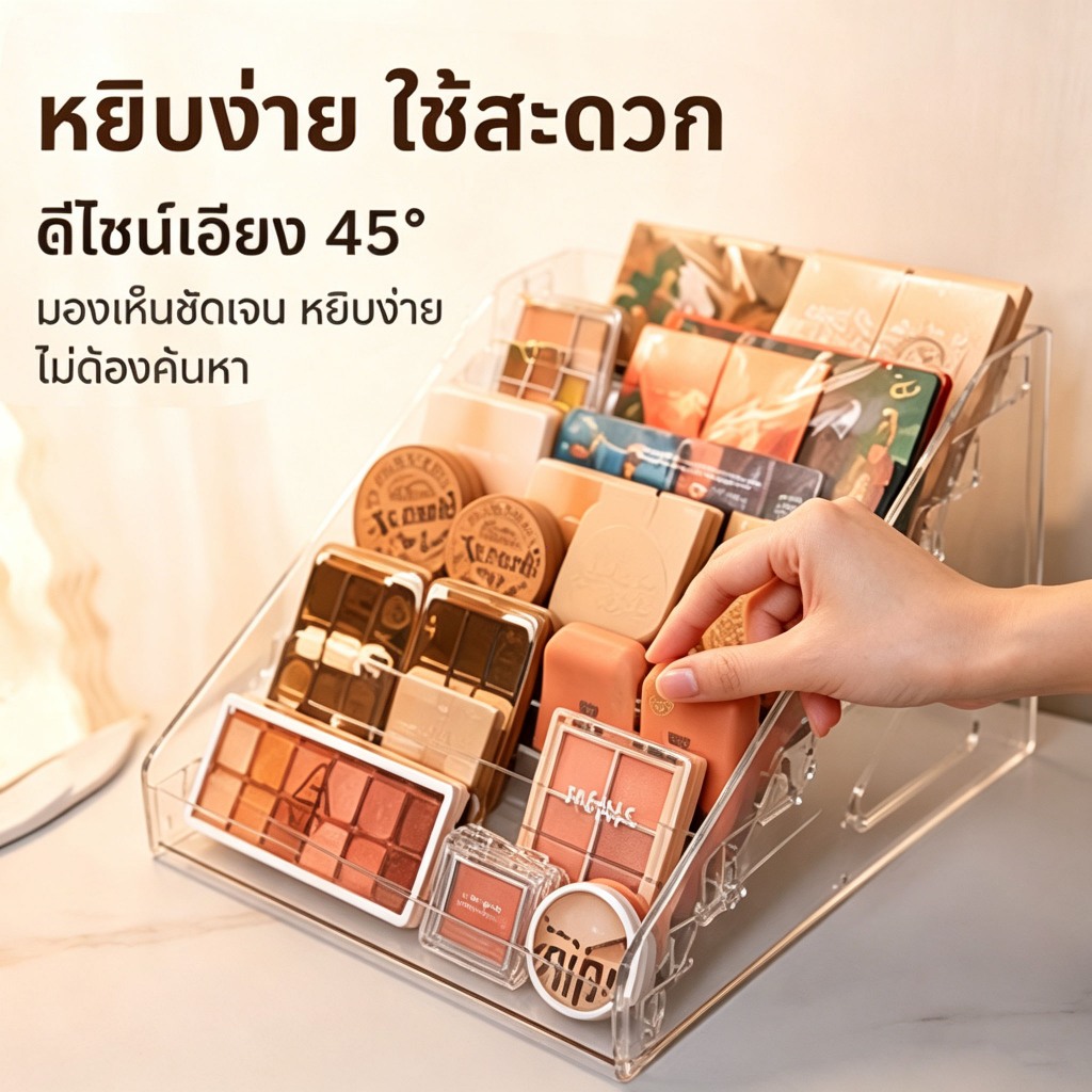 ชั้นวางเครื่องสำอางอเนกประสงค์ความจุขนาดใหญ่ เหมาะสำหรับจัดแสดงผลิตภัณฑ์บำรุงผิว พาเลทอายแชโดว์ และน้ำหอม