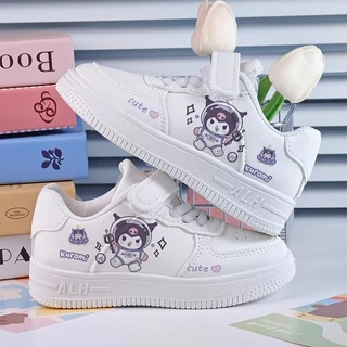 รองเท้าเด็กผู้หญิงลายการ์ตูน รองเท้าผ้าใบสีขาว สวมใส่สบาย ระบายอากาศได้ดี เหมาะสำหรับเด็กอายุ 3-12 ปี
