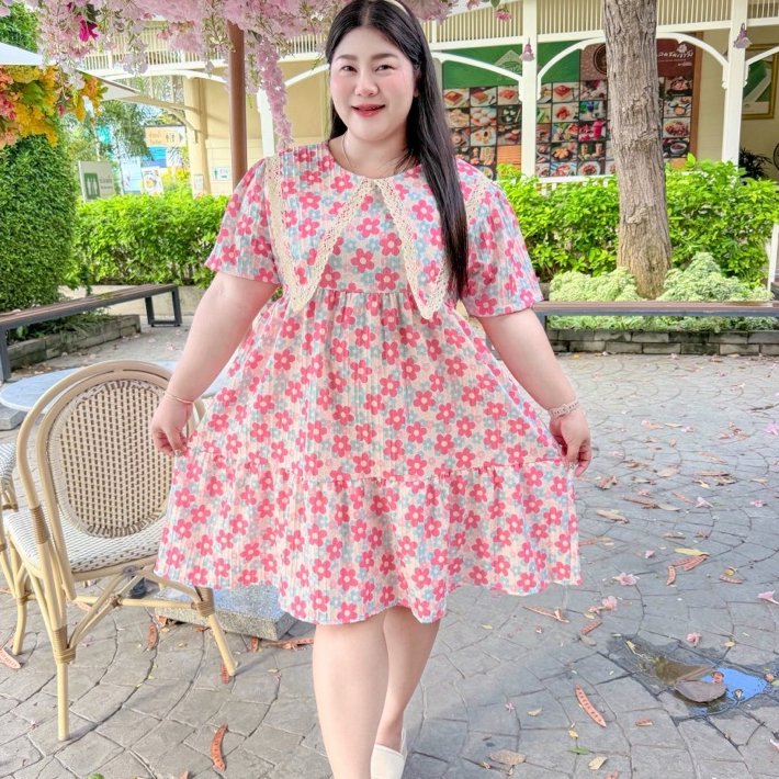 Blooming Pastel Garden Babydoll Dress Collection สำหรับสาวอวบลุคหวานละมุนใส่เที่ยวคาเฟ่น่ารักทุกวัน