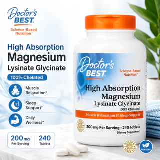 พร้อมส่ง - Doctor's Best, High Absorption Magnesium, 120 Tablets or 240 Tablets (100 mg per Tablet)(BBF 08/2028)