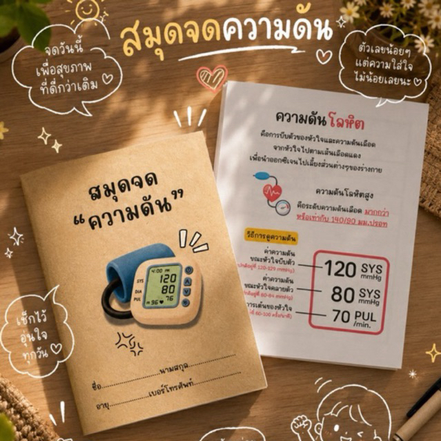 สมุดจดค่าความดัน จดได้ 1 ปีขนาดA6พกพาสะดวก