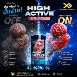 High Active (แร่ธาตุลดเครียด เร่งสี เกล็ดเงางาม) สำหรับ ปลาหมอสี ปลาน้ำจืด ปลาสวยงาม