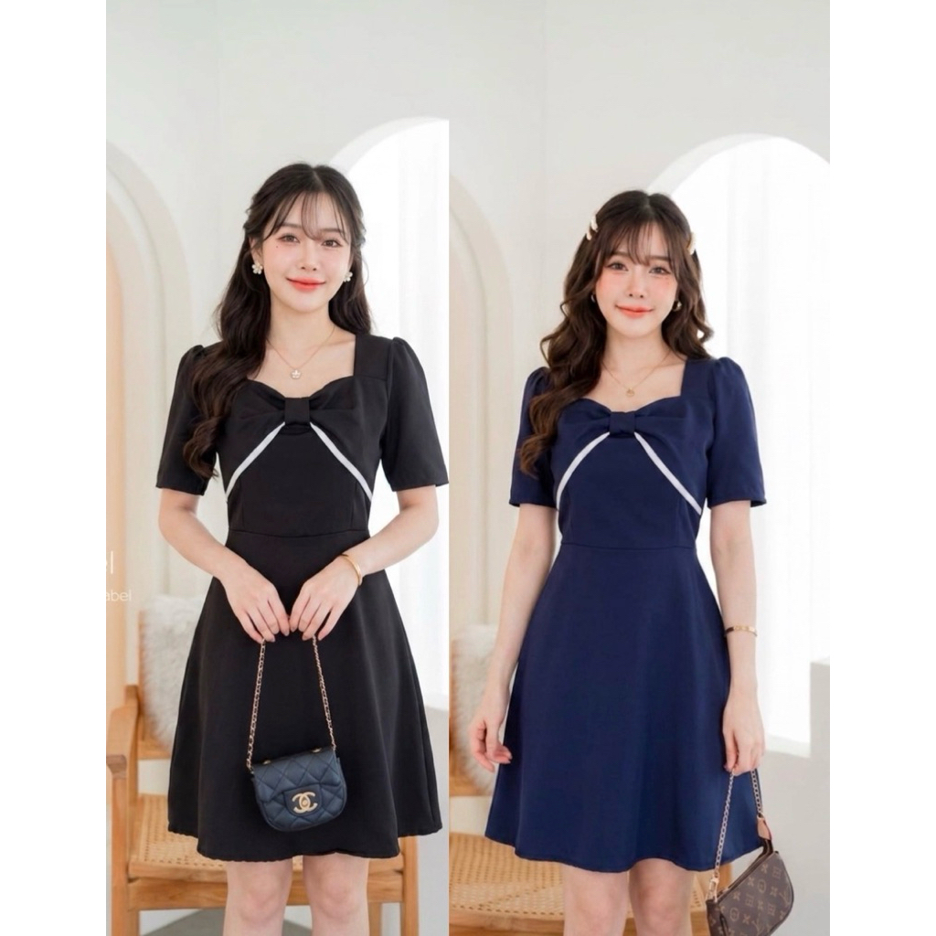 c66 BOWYAI DRESS ชุดเดรสโบว์แต่งขอบกุ๊นน่ารักมาก