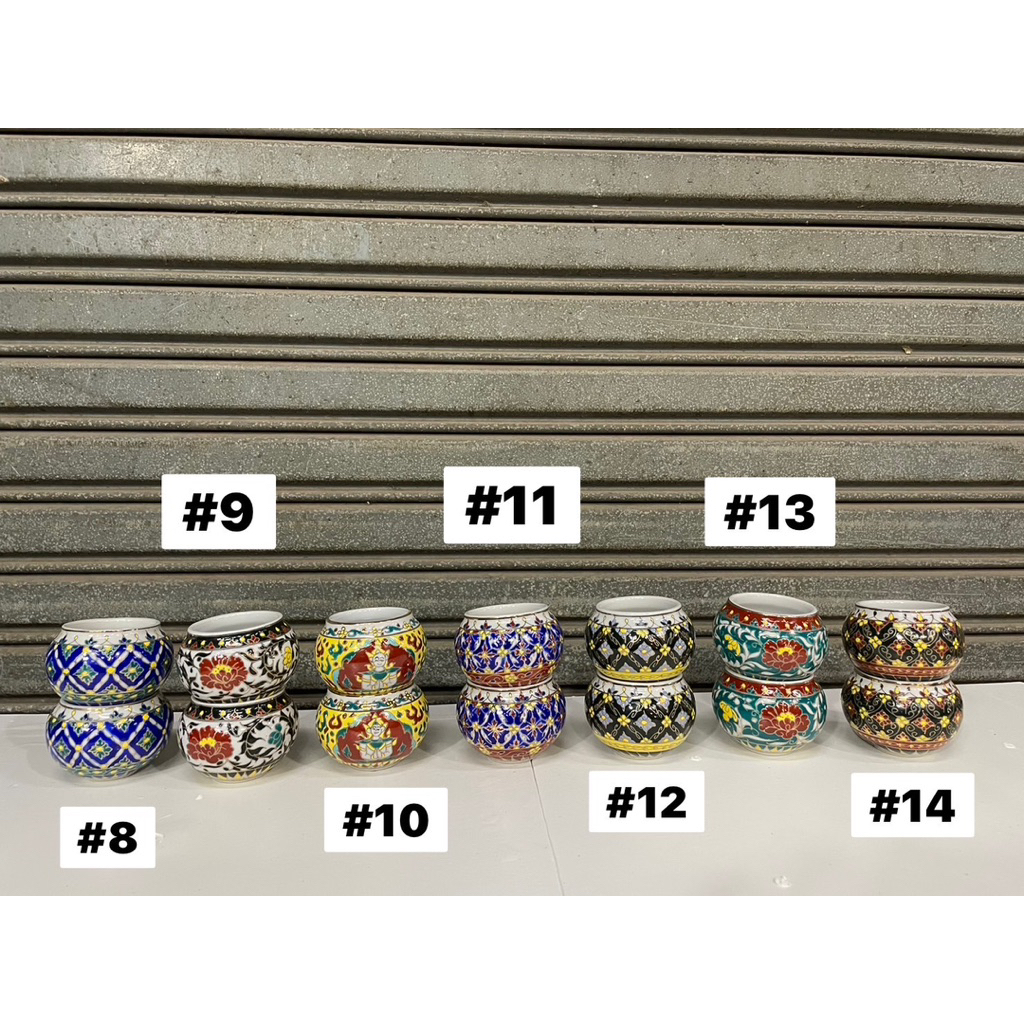 ถ้วยลายเบญจรงค์ (ใหญ่) 1 คู่ สำหรับใส่กรงนกหัวจุก รูปที่ 2