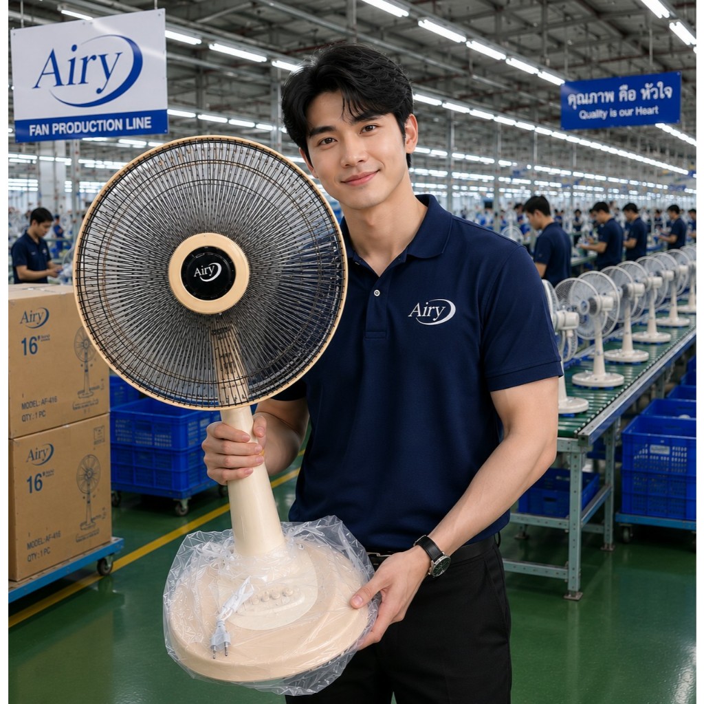 พัดลมปรับระดับ สีครีม ขนาด 16 นิ้ว ยี่ห้อ Airy