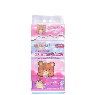 กระดาษทิชชู่เช็ดหน้า KUMA Facial Tissue ขนาด 230 แผ่น : 4 ห่อ