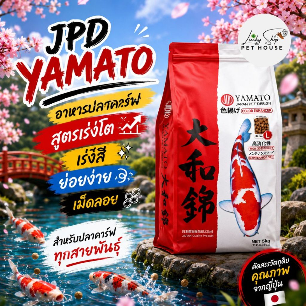 JPD YAMATO อาหารปลาคาร์ฟ สูตรเร่งโต เร่งสี ย่อยง่าย เม็ดลอย สำหรับปลาคาร์ฟทุกสายพันธุ์