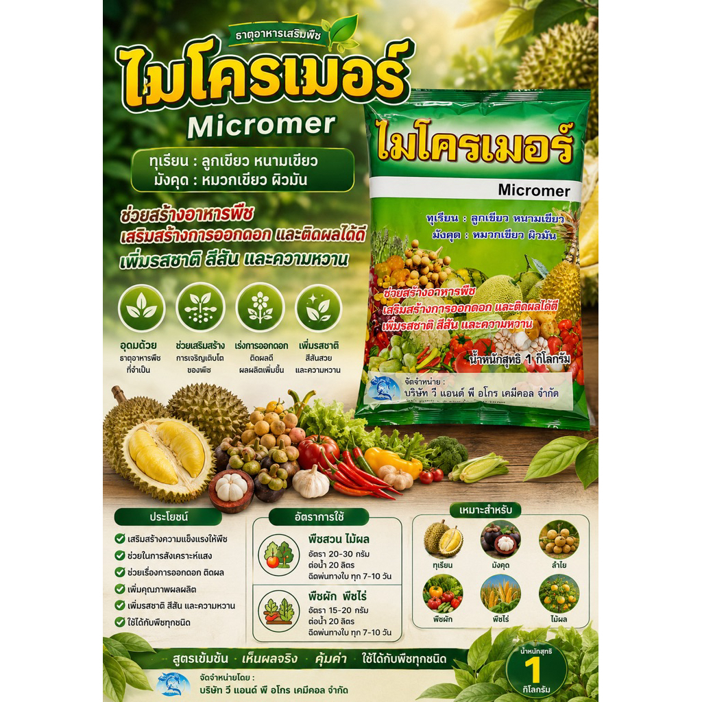 1 กิโลกรัม ไมโครเมอร์ อาหารเสริมพืช สูตรคีเลท