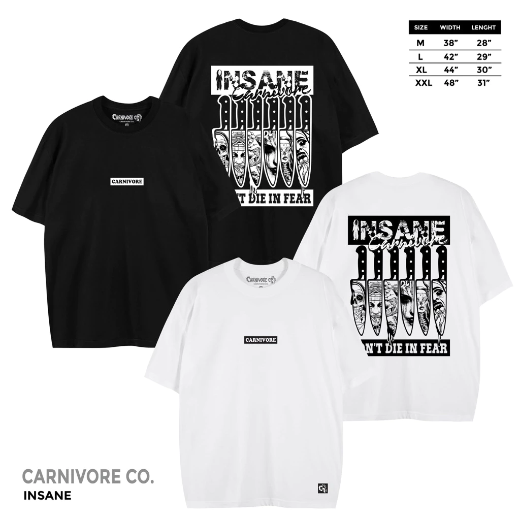 𝗖𝗔𝗥𝗡𝗜𝗩𝗢𝗥𝗘 เสื้อยืด ลาย “ INSANE “ แขนสั้น แนวสตรีท Oversize เสื้อยืดชาย หญิง