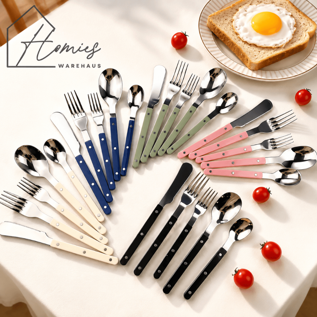【พร้อมส่ง】🍴 ช้อน ส้อม มีด หลายสี คุณภาพสูง สวยดูดี มินิมอล สไตล์นอร์ดิก ด้ามจับถนัดมือ ช้อนส้อมมินิมอล สไตล์คาเฟ่