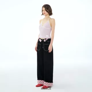 Merge Official - V Folded Waist Jeans (พร้อมส่ง)