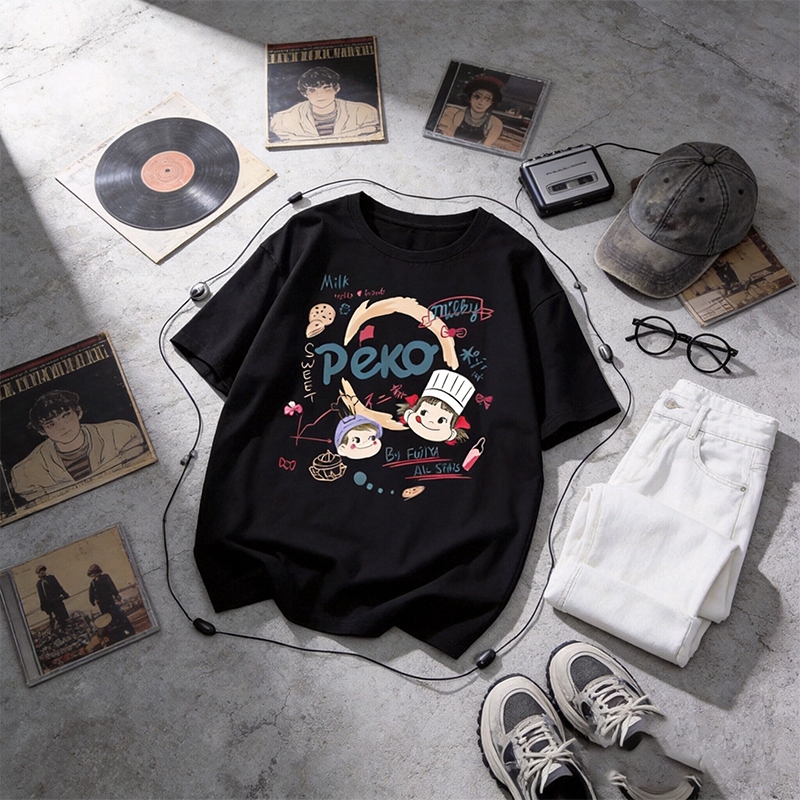 เสื้อยืดลายการ์ตูนน่ารัก สไตล์คาวาอี้ ผ้าคอตตอน ใส่สบาย รูปที่ 3