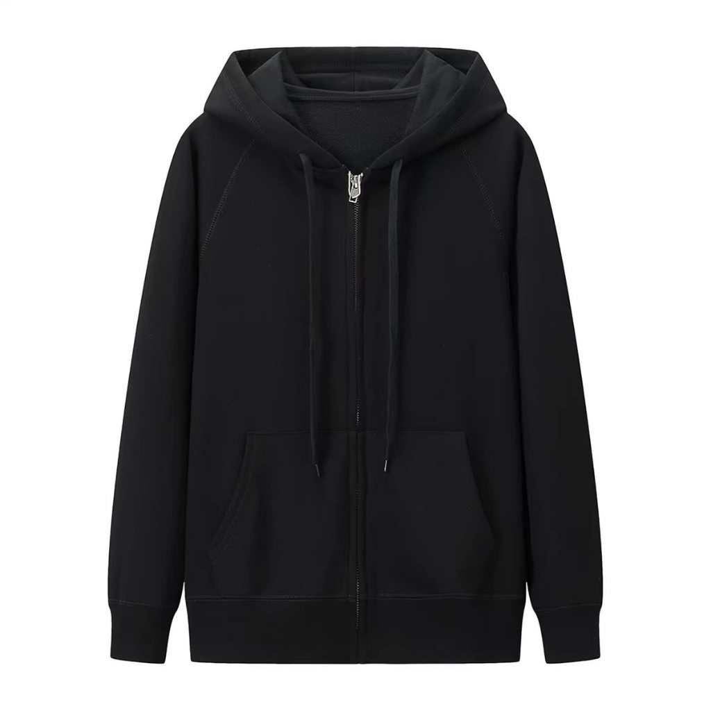 เสื้อฮู้ดมีซิปแบบพื้นฐาน เสื้อแขนยาวแบบใหม่ ทรงหลวม ผ้าฝ้ายทุกเพศ