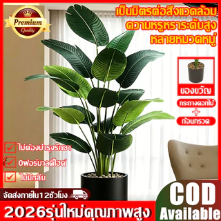 ต้นไม้ปลอม ต้นไม้มงคล แถมฟรี กระถางดอกไม้และหินประดับ ต้นไม้ประดิษฐ์คุณภาพสูงสไตล์นอร์ดิก สำหรับตกแต่งบ้านและสวน