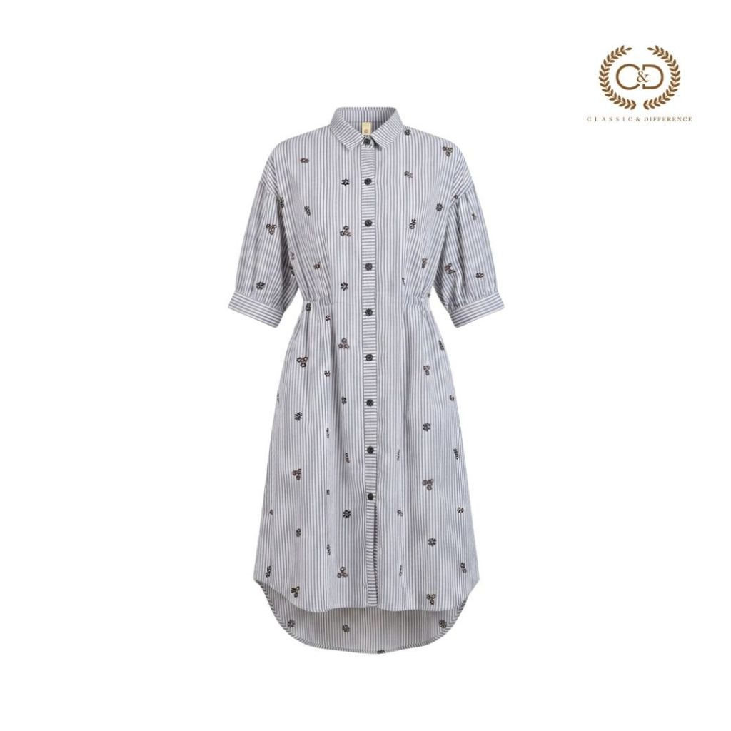 C&D Dress Komohana Stripe Black เดรส แขนสั้น สีดำ CC7PBL