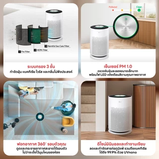 LG เครื่องฟอกอากาศ PuriCare 360 Hit รุ่น AS60GHWG0 ฟิลเตอร์ HEPA | หมุนรอบ 360 องศา ฟอกอากาศทั่วถึง