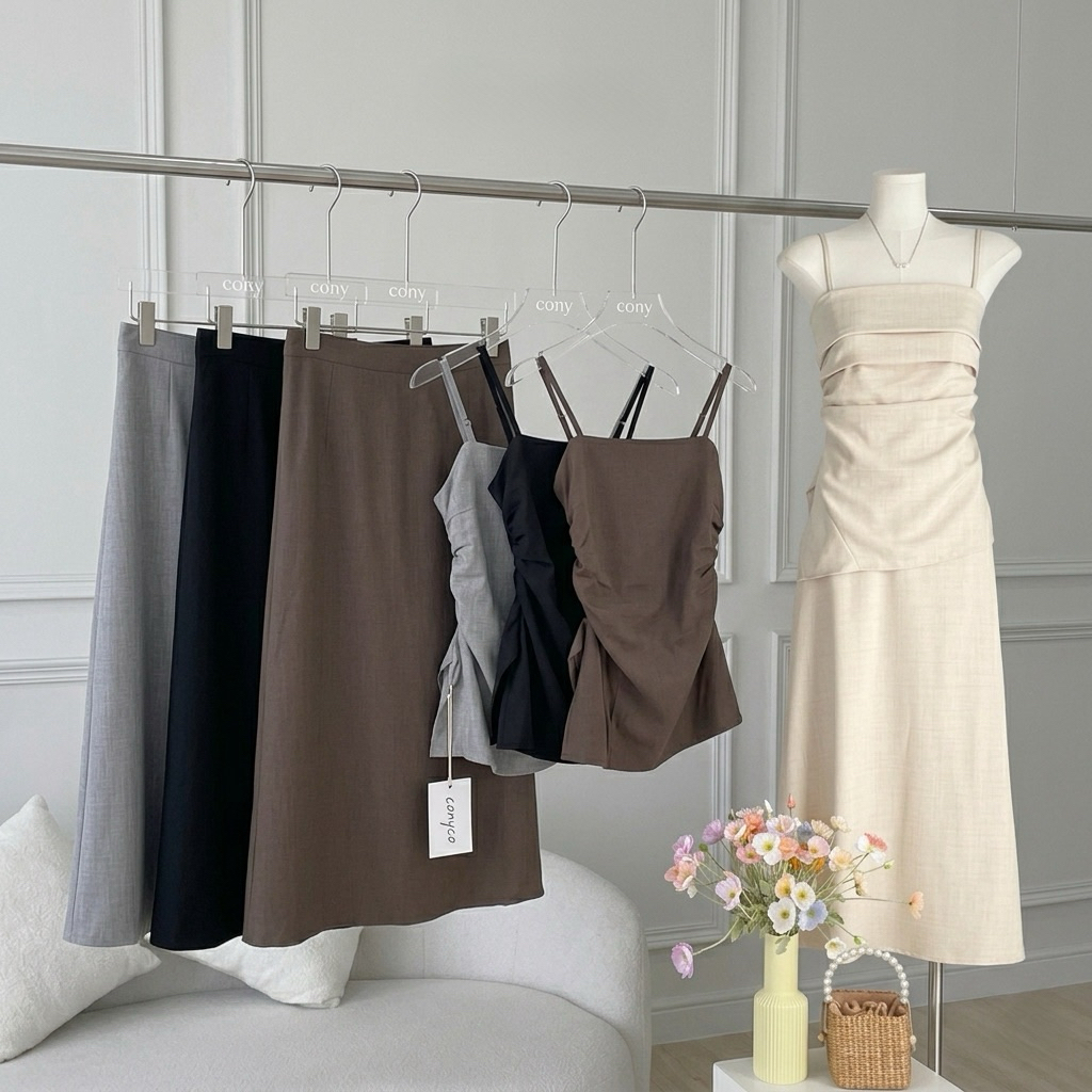 conycolours | Ivy Long Set ชุดเซตเสื้อสายเดี่ยว + กระโปรงยาว
