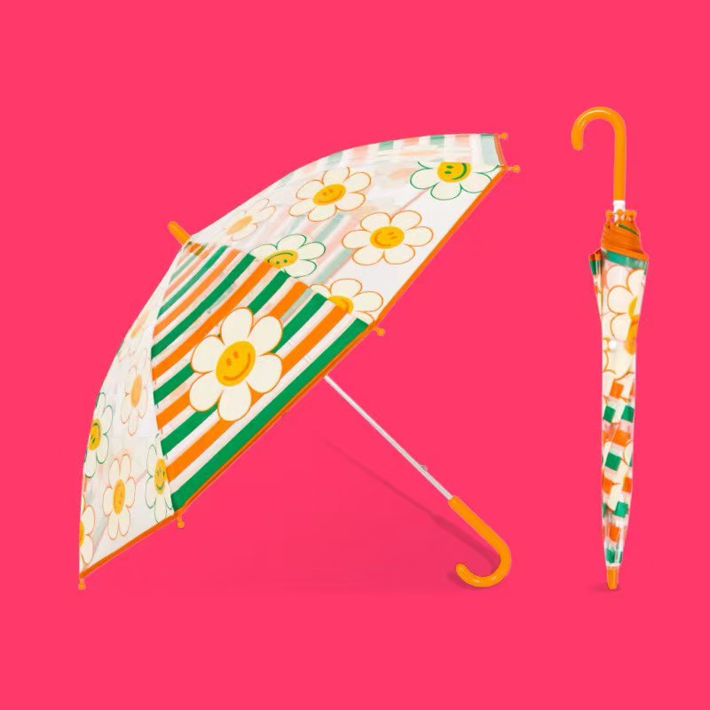 ส่งด่วน🧡 Wiggle Wiggle ของแท้ 💯 ร่มลายดอกไม้ Smile Stripe Kids Umbrella ร่มกันฝน น่ารัก 48019