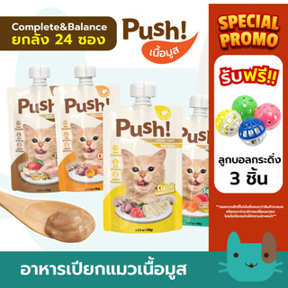 ยกลัง(24ซอง) Push 100g อาหารเปียกแมว เนื้อมูส Complete & Balanced กินเป็นมื้อหลัก สารอาหารครบถ้วน