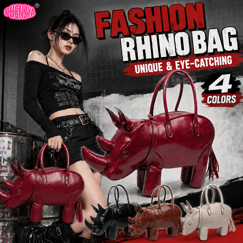 🔥สินค้าใหม่ปี2026 ฮิตทั่วเน็ต CHENZYARhinoBag กระเป๋าสะพายข้างผู้หญิง หนังPUเงา ดีไซน์พิเศษ จุของเยอะ สายสะพายถอดได้ 4สี
