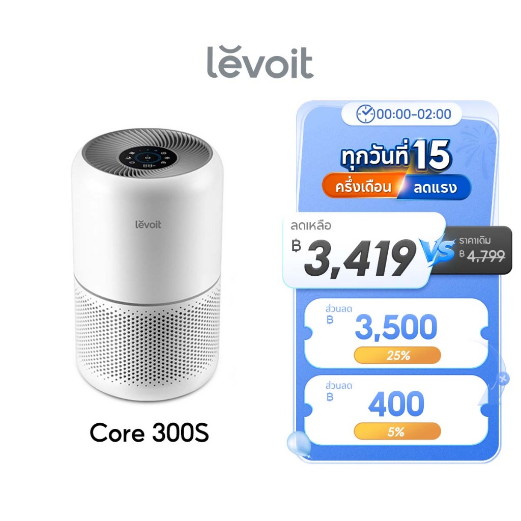 [สินค้าพร้อมส่ง] Levoit Core 300S Air Purifier PM2.5 App เครื่องฟอกอากาศ levoit 300s กรองอากาศ ประกัน 2 ปี