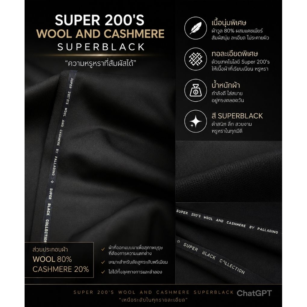 ผ้าวูล80% SUPER200S'  WOOL AND CASHMERE
