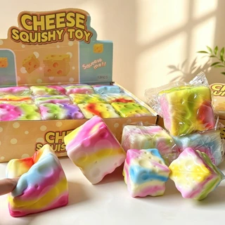 ของเล่นสำหรับเด็ก สกุชชี่ ลายชีสสายรุ้ง squishy ชีส พร้อมชนส่ง ของเล่นหน้ารัก นิ่มนุ่ม บีบได้