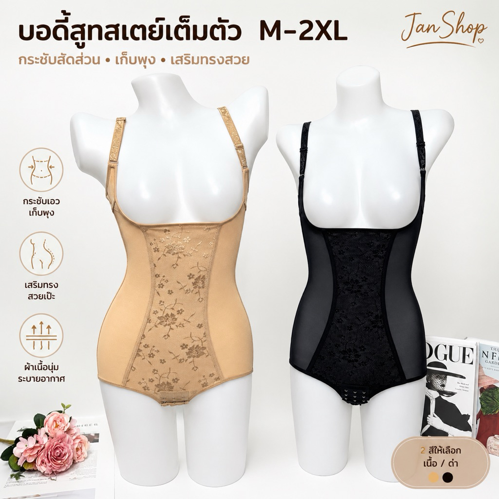 A11  ชุดบอดี้สูทเต็มตัว สายเดี่ยวผ้าสเตย์ เป้าเปิดได้ M,L,XL,2XL