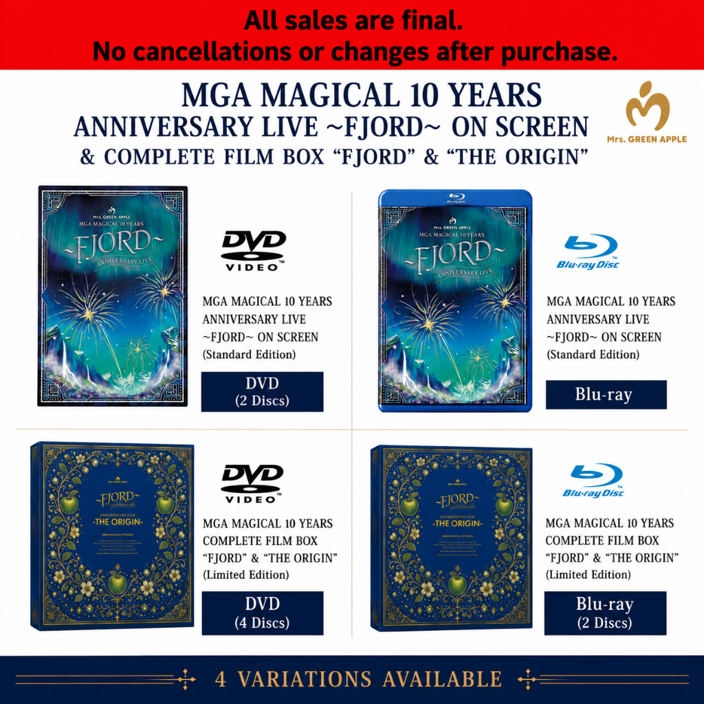 Brand-New Mrs. GREEN APPLE MGA Magical 10 Years Anniversary Live FJORD On Screen Complete Film Box F