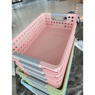 ตะกร้าอเนกประสงค์ทรงตื้น ตะกร้าใส่เอกสาร สีพาสเทล มีไซร์ S,M,L (ไซร์ L ใส่ A4ได้พอดี)
