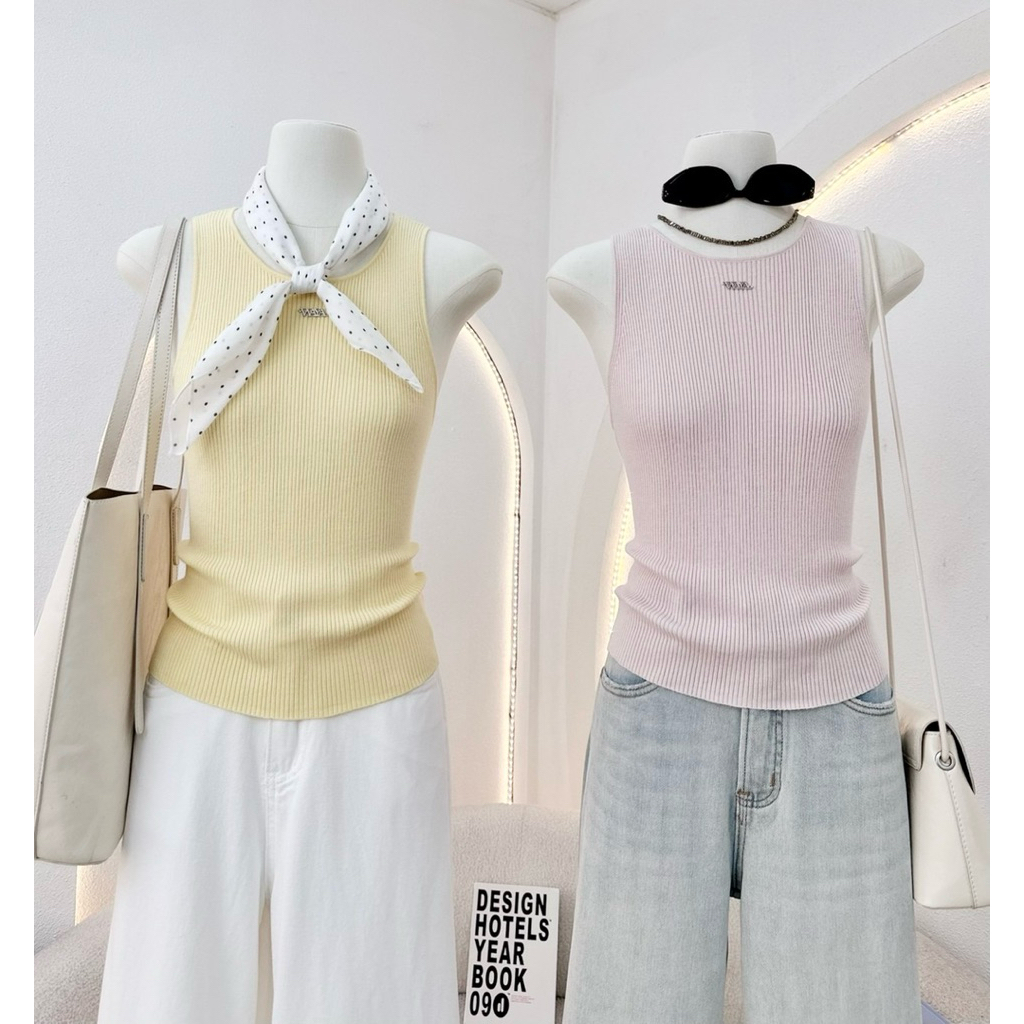 WA YA เสื้อกล้ามเว้าแขน ผ้าไหมพรมนิ่ม