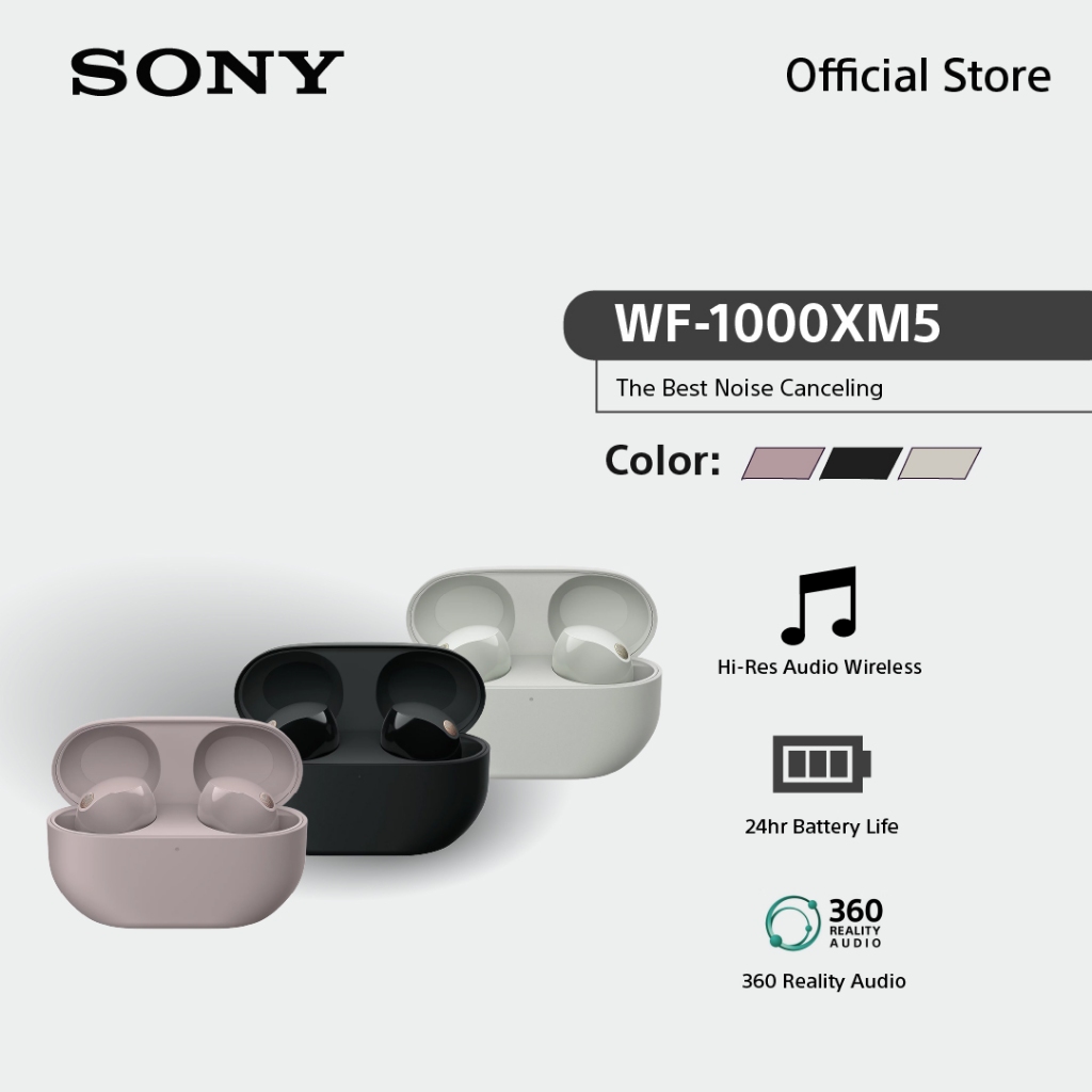 Sony หูฟัง In Ear รุ่น WF-1000XM5 | Noise Cancelling | Bluetooth® 5.3 | IPX4 | Charge time 1.5 Hrs.
