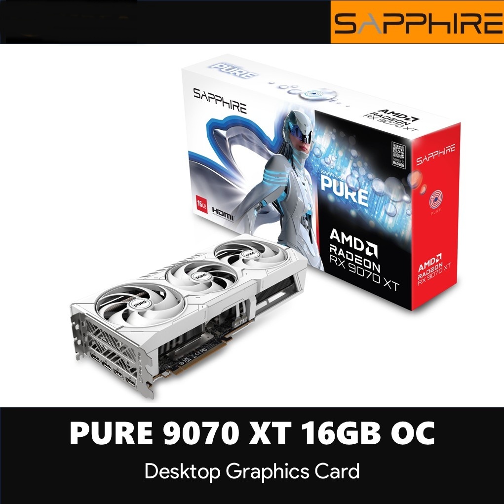 Sapphire Pure Radeon RX 9070 XT Gaming OC 16GB GDDR6 PCI-Express Graphics Card