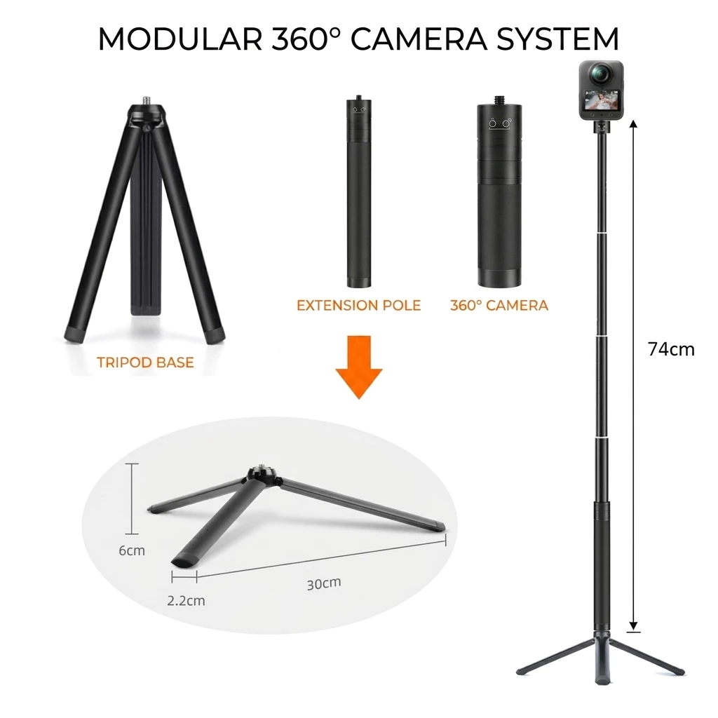 【COD】ไม้เซลฟี่ที่มองไม่เห็นสําหรับ Insta360 X5 / X4 Air / X4 / X3 ขาตั้งกล้องมือถือ Bullet Time RotaryHandle ขาตั้งกล้อง thumbnail 3